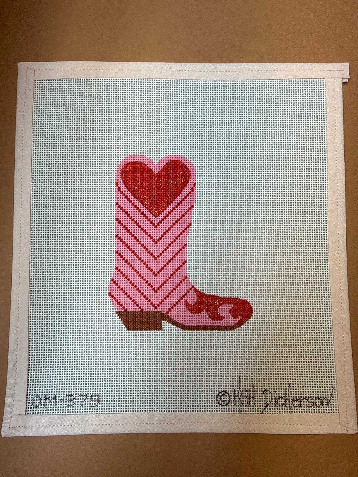 Pink with Red Heart and Chevrons Boot