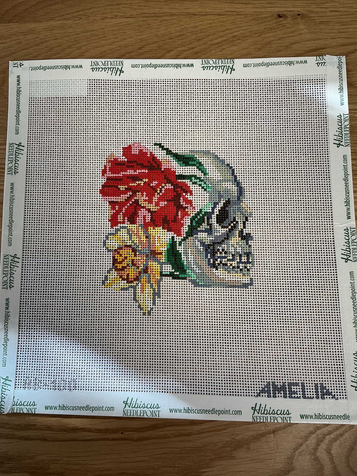 Sideview Skull with Flowers Painted