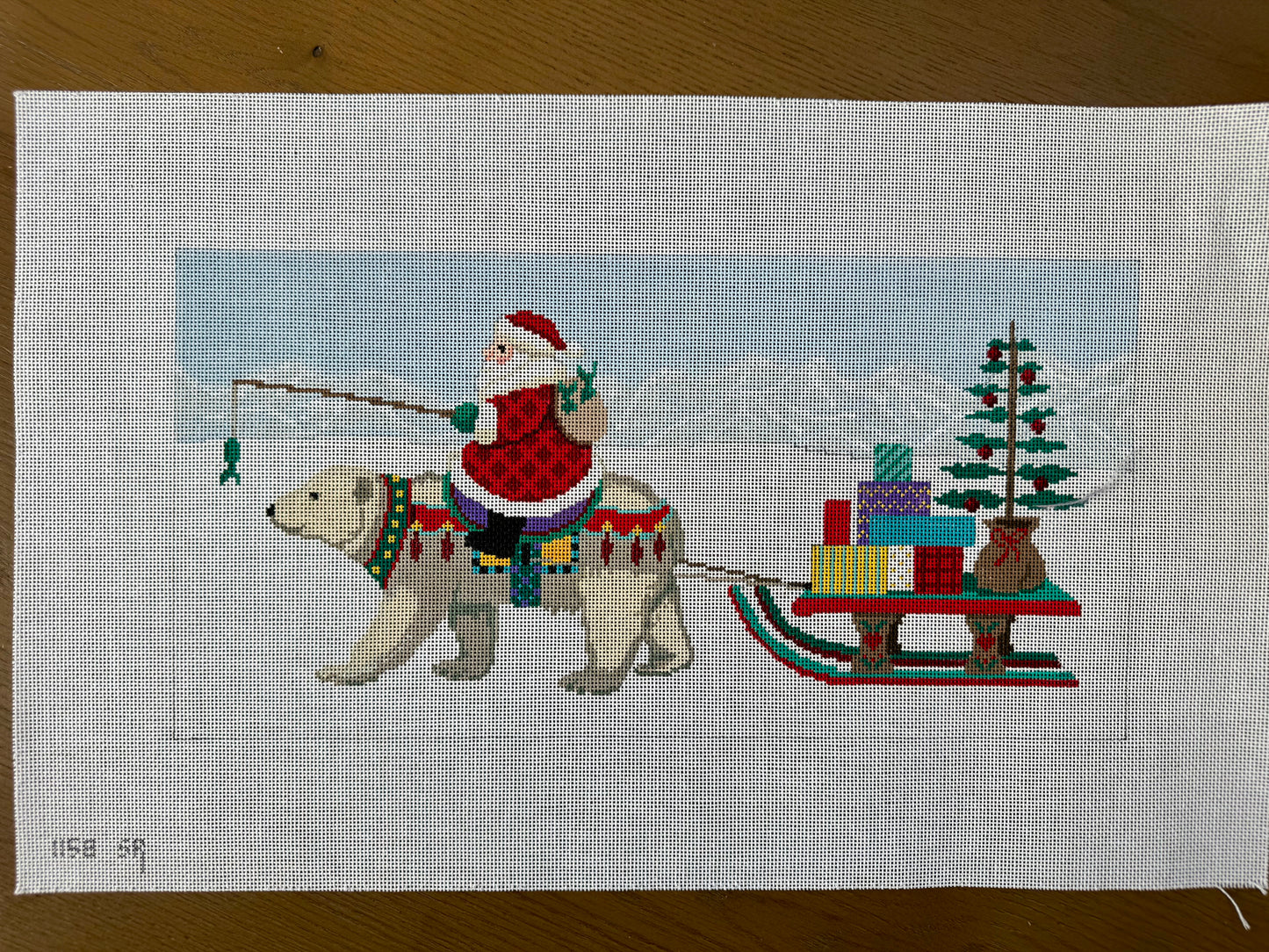 Santa Riding a Polar Bear with Sled
