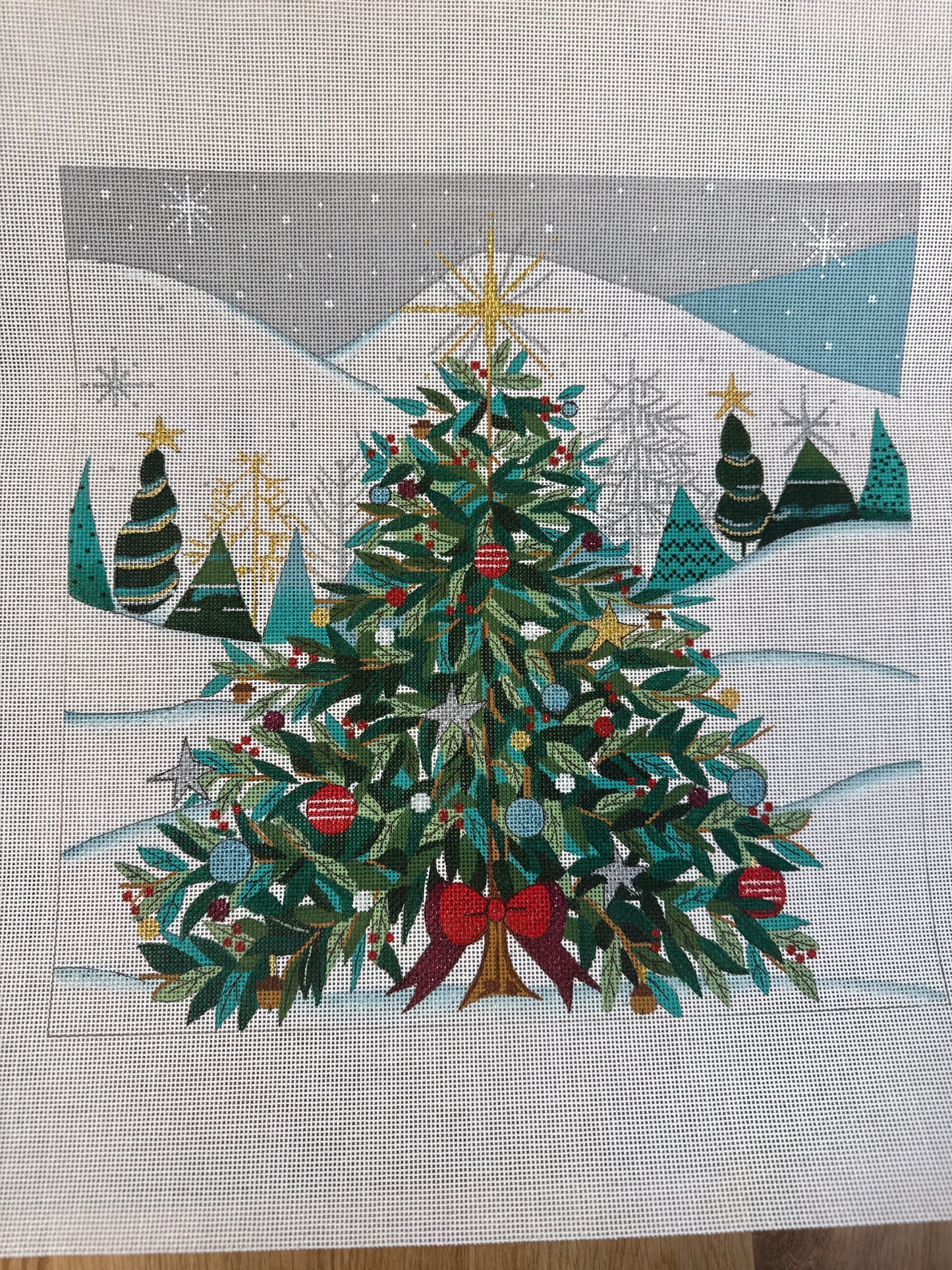 Christmas Tree with Bow Pillow
