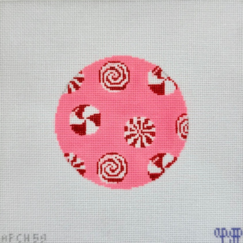 Peppermints on Pink Round
