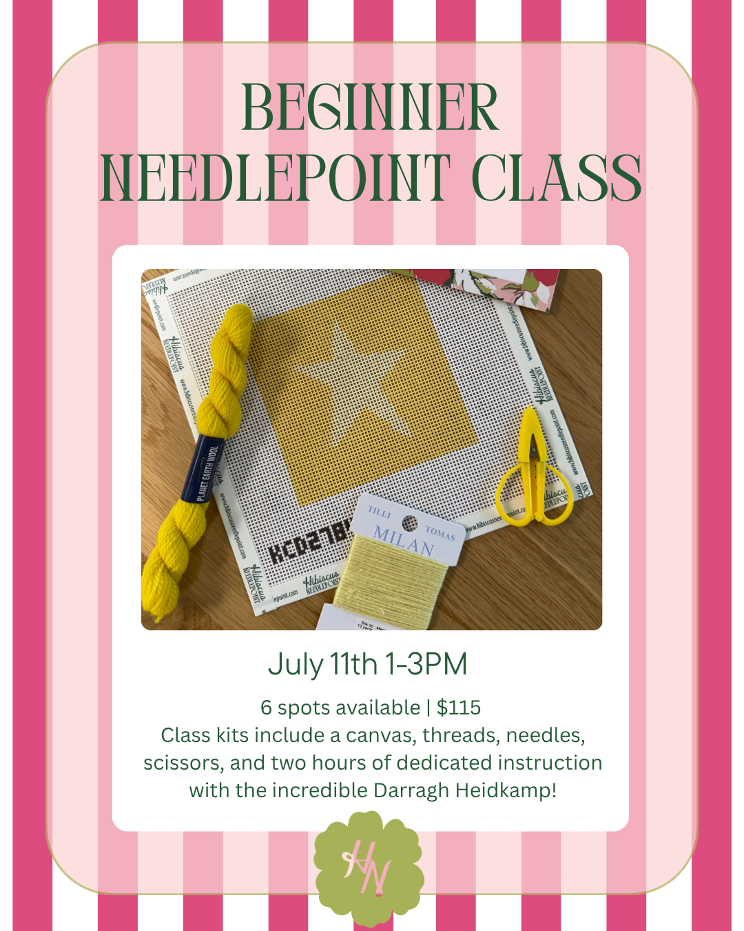Beginner Needlepoint Class 7/11/26