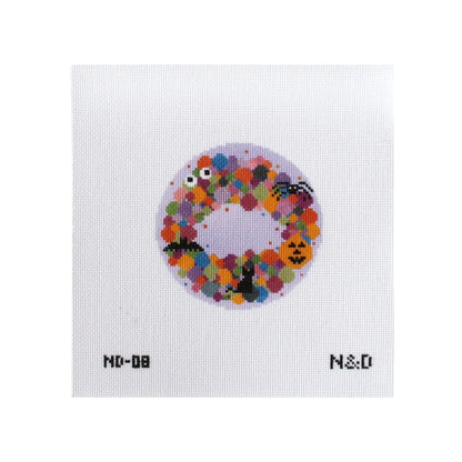 Colorful Spooky Wreath Ornament Canvas and Stitch Guide