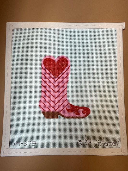 Pink with Red Heart and Chevrons Boot