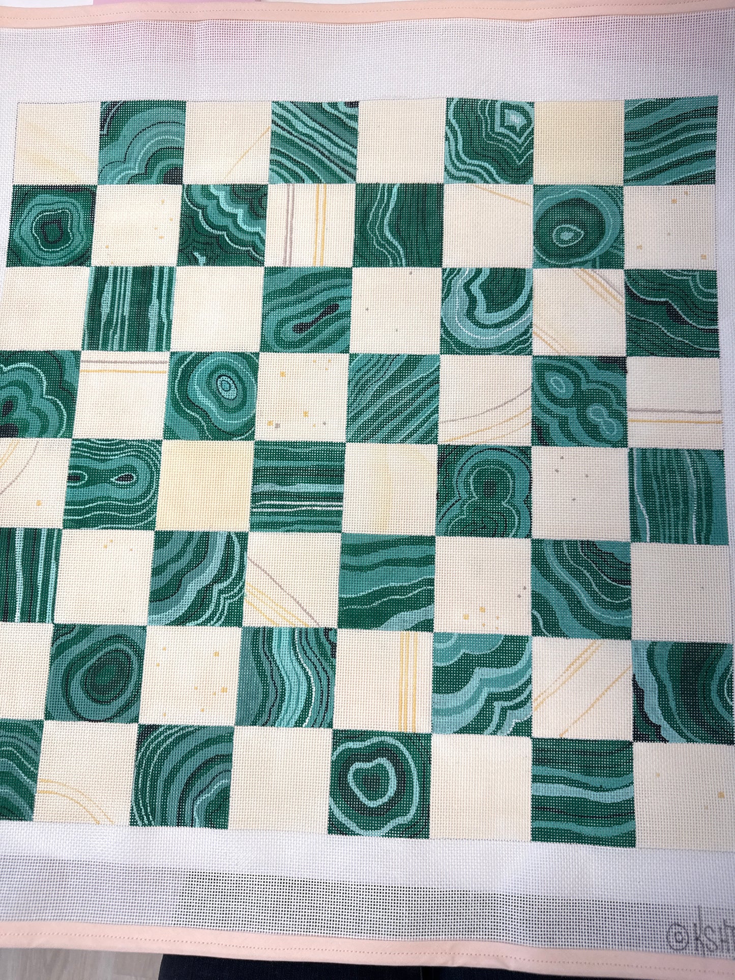 Malachite & Ivory Chess/Checkers Board