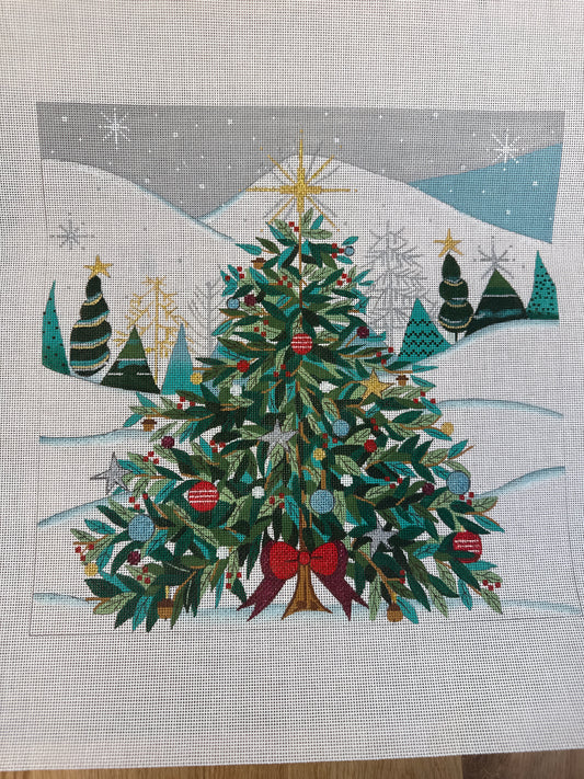 Christmas Tree with Bow Pillow