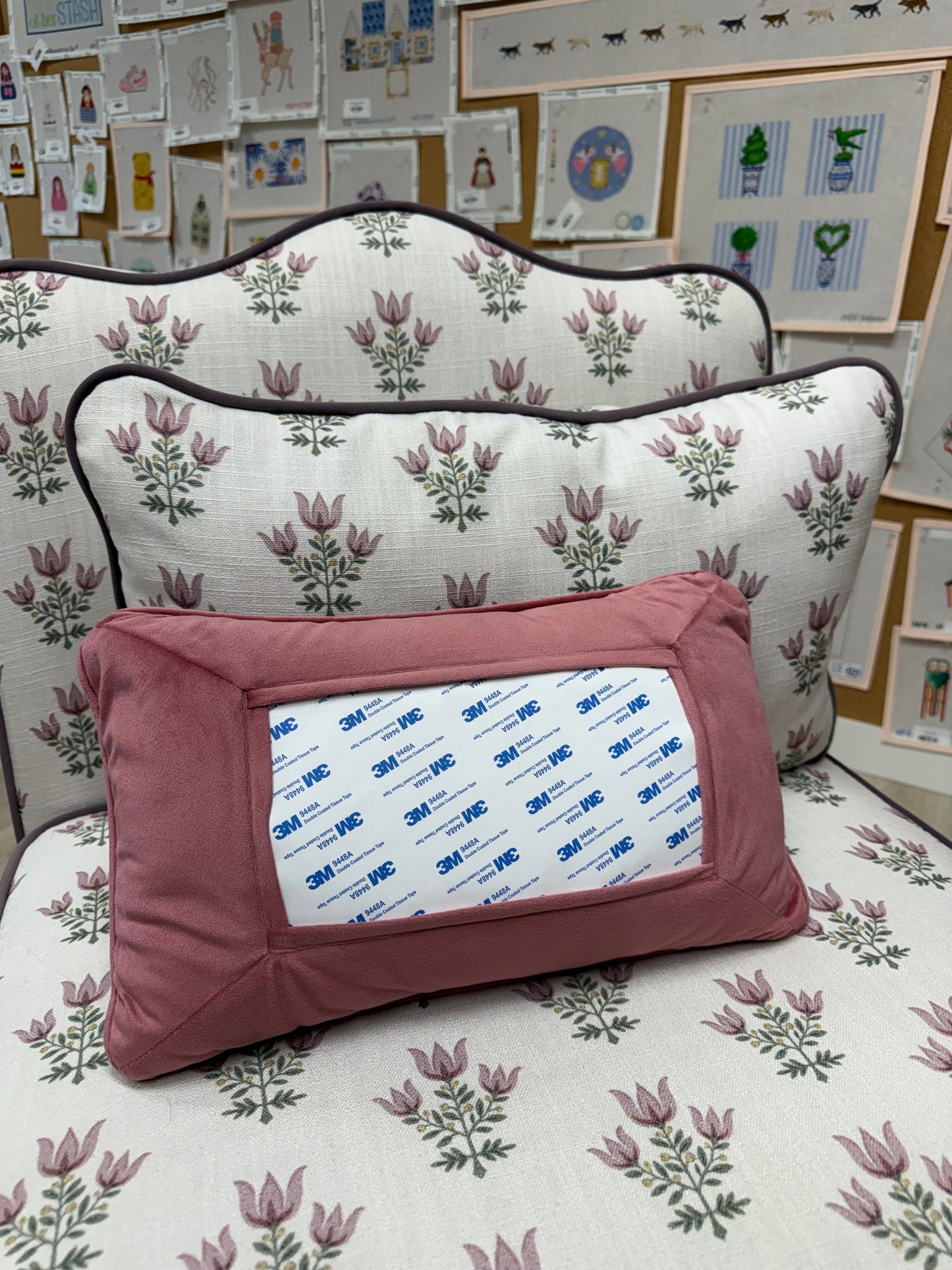 Pink Velvet Self-Finishing Pillow