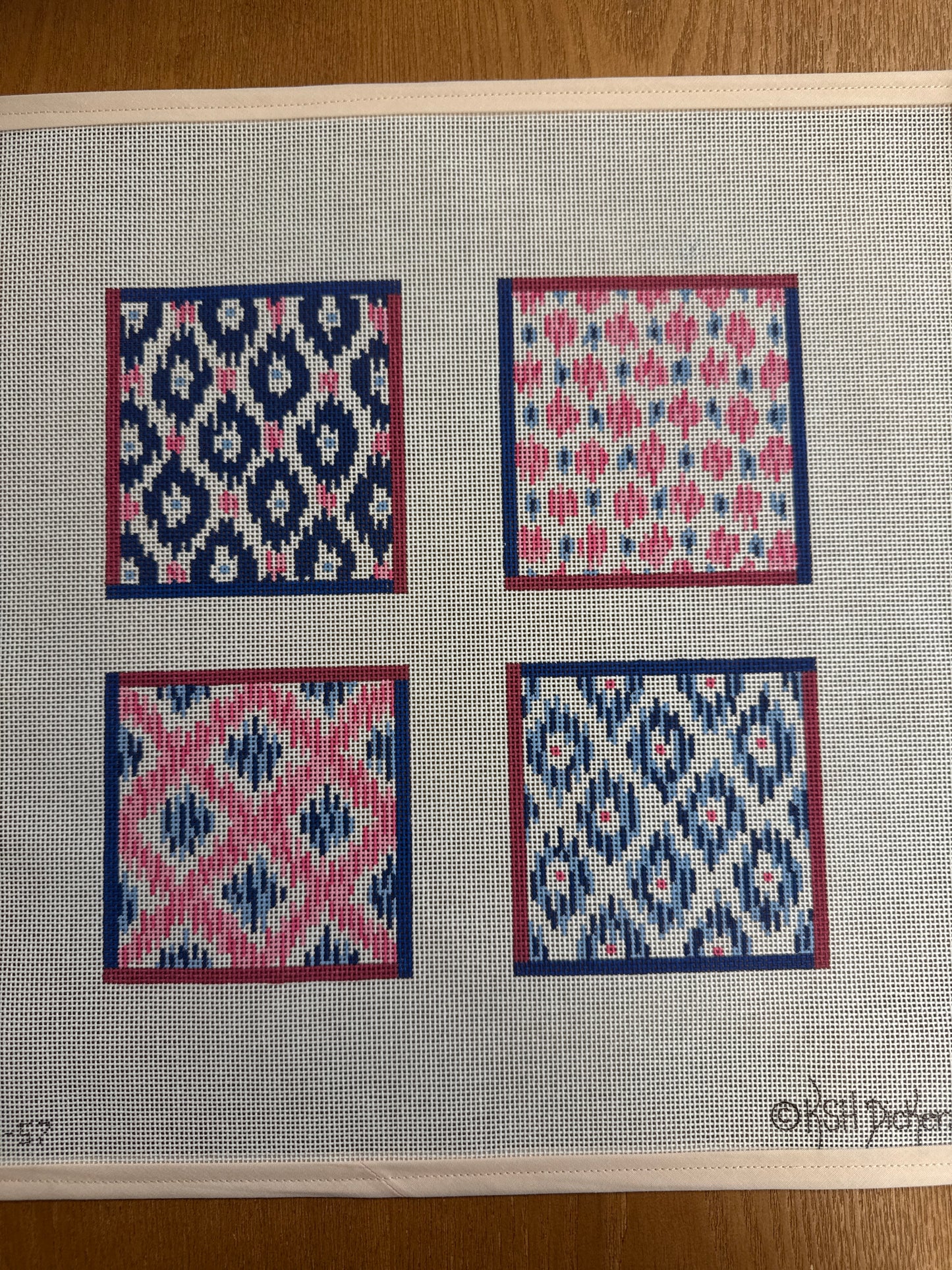 Mixed Ikats Coasters - Pink and Blue