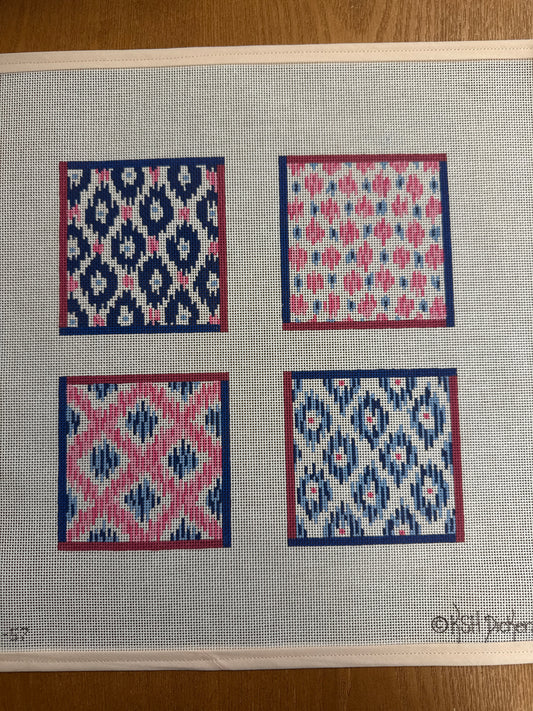 Mixed Ikats Coasters - Pink and Blue