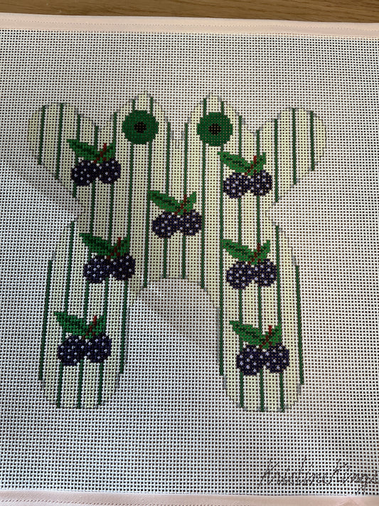Blackberries on Green Stripes