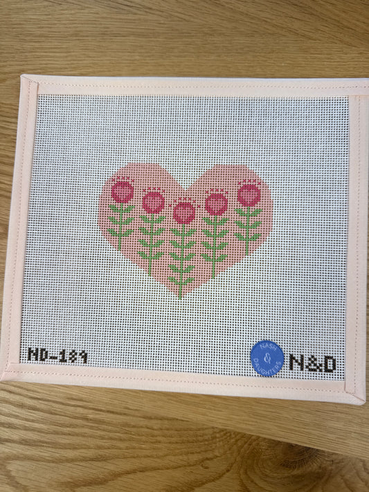 Block Print Heart Pink