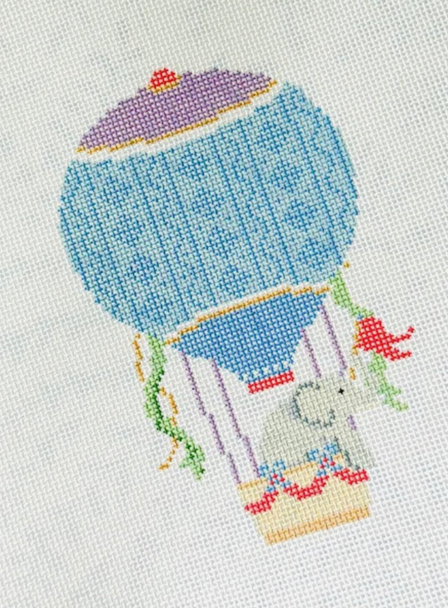 Blue and Purple Hot Air Balloon with Elephant