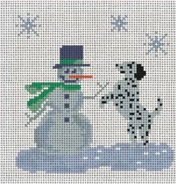 Dalmatian with Snowman