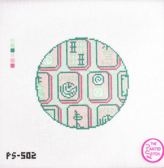 Mahjong Tiles Round: Pink and Green