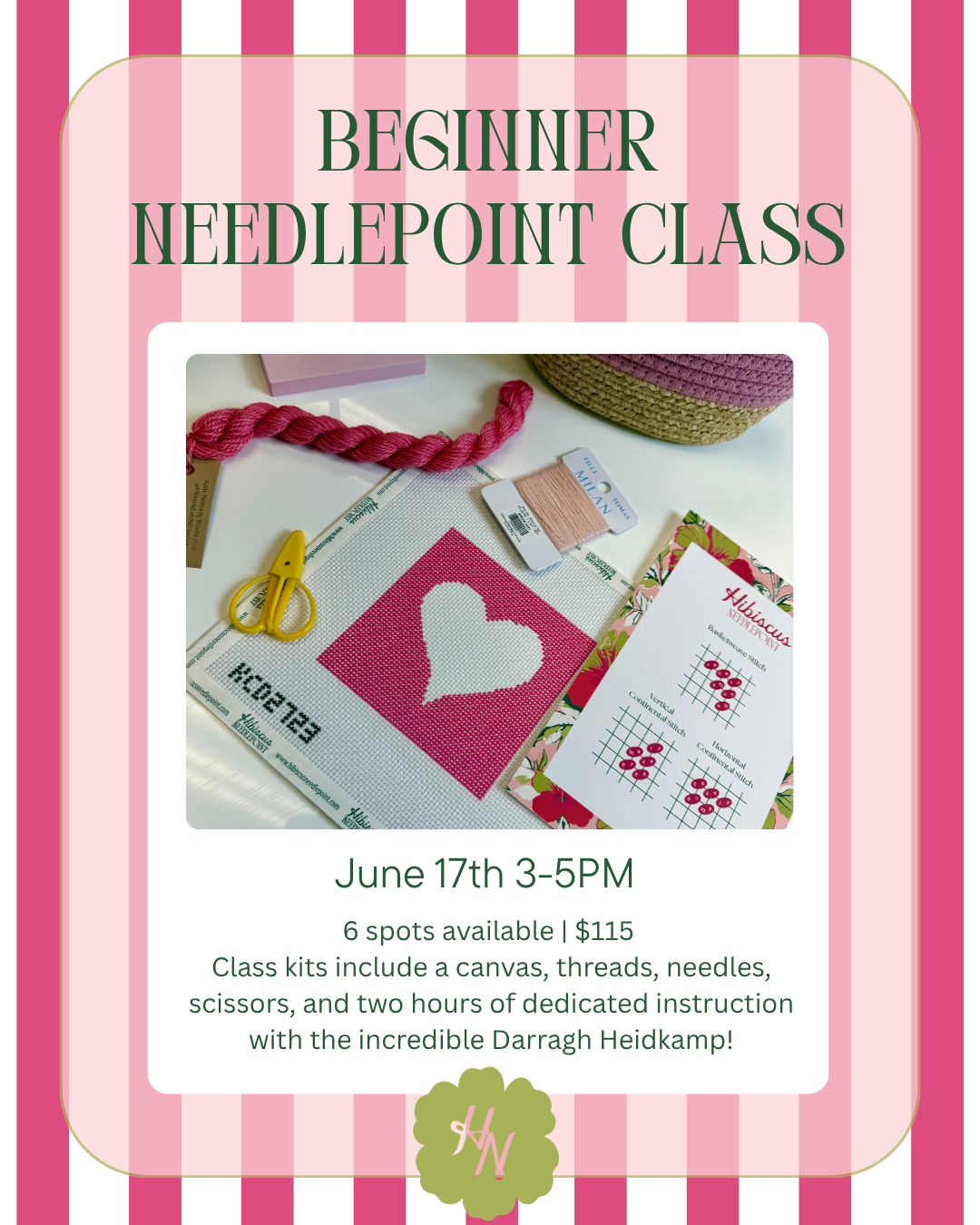 Beginner Needlepoint Class with Darragh Heidkamp