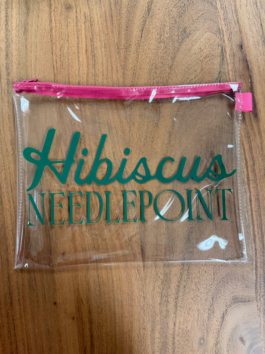 Pink Hibiscus Needlepoint Pouch