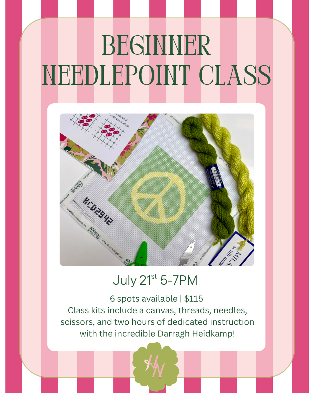 Beginner Needlepoint Class 7/21