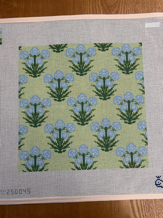 Blue Marigold Block Print