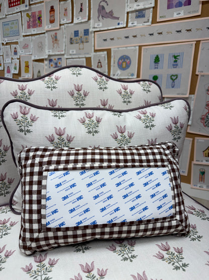 Brown Gingham Self-Finishing Pillow