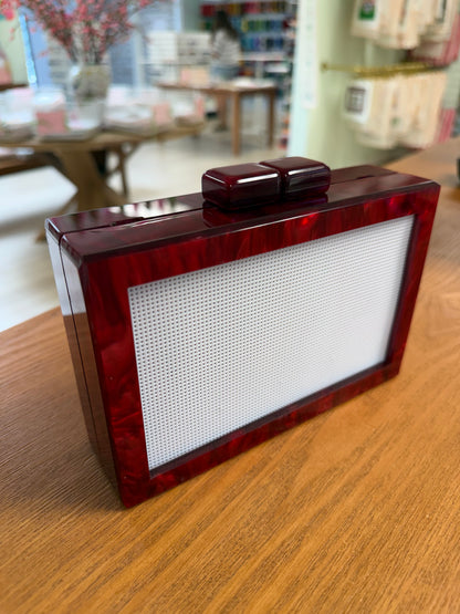 Cherry Red Self Finishing Clutch with Bamboo Handle