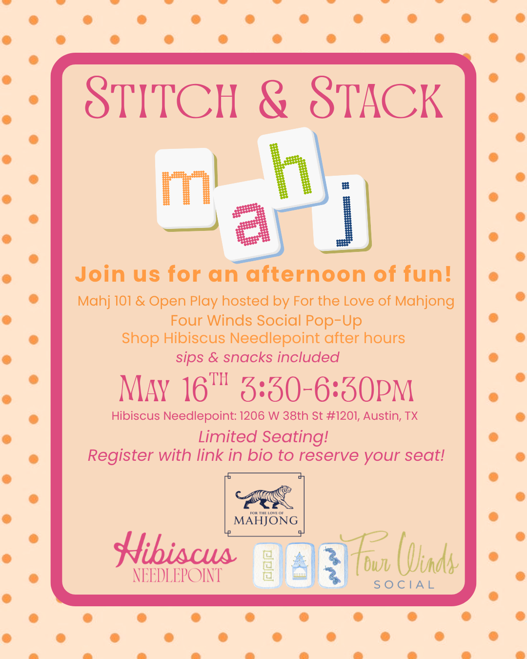 Stitch & Stack: Mahjong Social at Hibiscus Needlepoint