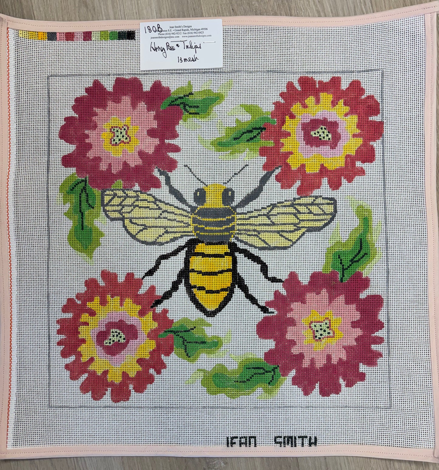 Honey Bee, Tulips, and Blossoms