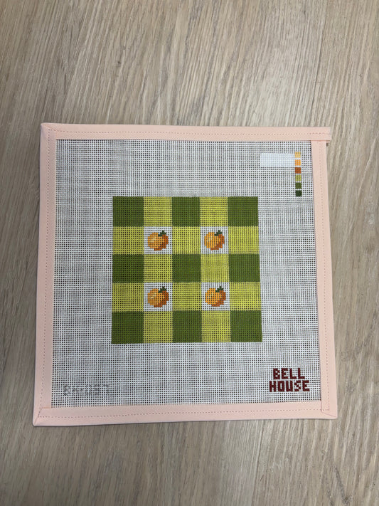 Orange Plaid 4" Square