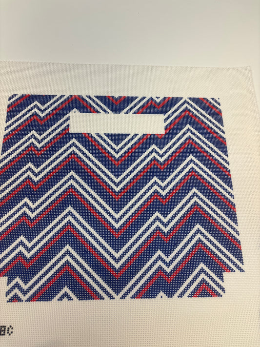 1098C - large Zag Clutch Blue Red - Trunk Show