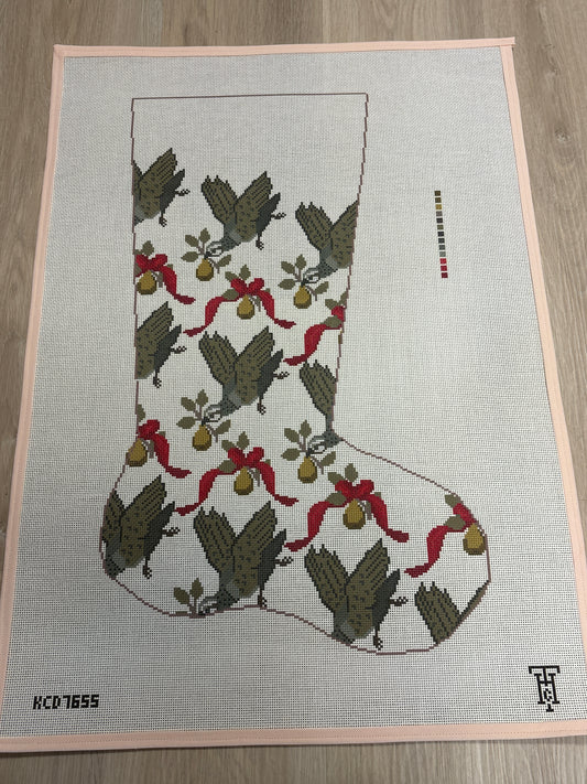 Partridge Pear Ribbon Stocking